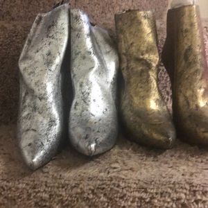 Gold & silver ankle boots